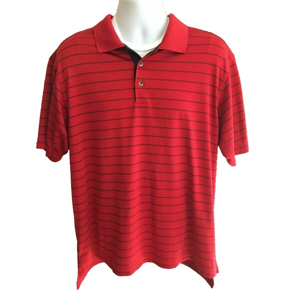 Adidas Mens Polo ClimaCool Red Striped Athletic Short Sleeve Golf Shirt Size L - Picture 1 of 6